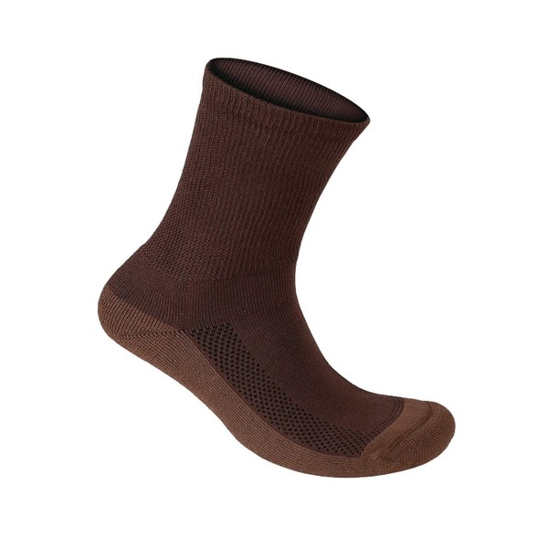 Orthofeet Padded Sole Non-Binding Non-Constrictive Circulation Seam Free Socks Dark Brown, 3 Pack