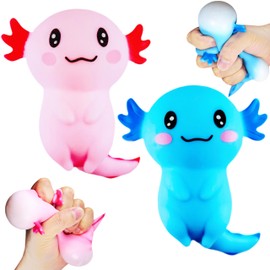2 Pack Squishy Axolotl Stress Dough Sugar Ball Squeeze Fidget Toys for Kids and Adults, Cute Salamander Toys Squishy Stress Balls for Girls and Boys, Anxiety Relief, Birthday Gifts