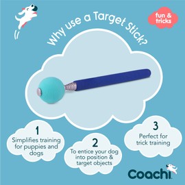 Coachi Target Stick, Telescopic Design with Large Ball for Target, Dog Accessory for Clicker & Agility Training, Teach Commands and Tricks, Navy/Light Blue