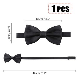 Men's Bow Tie for Wedding Party - Solid Color Adjustable Tuxedo Bowtie Classy Silk Pre Tied Formal Bowties
