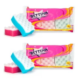 6 x Exfoliating Bath Sponge for Adults and Kids, 2 Packs of 3 Massage Sponges for Men and Women, Mixed Colours