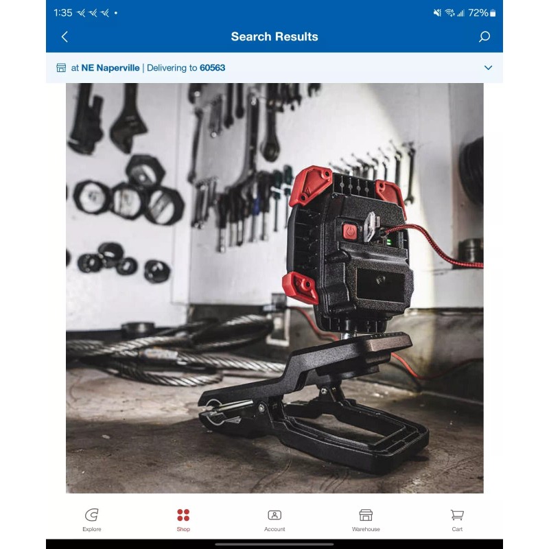 Coast 1718620 Rechargeable 3900 Lumens Clamp 3-Mode 16-Hour Work Light