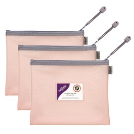 Snopake Foolscap High Capacity Pastel Pink EVA Mesh Zippa-Bag [Pack of 3] 360 x 275mm – Heavy Duty Bag with Hanging Loop and Business Card Holder [15906]