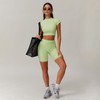 Women’s 2 Piece Workout Set – Short Sleeve Crop Top