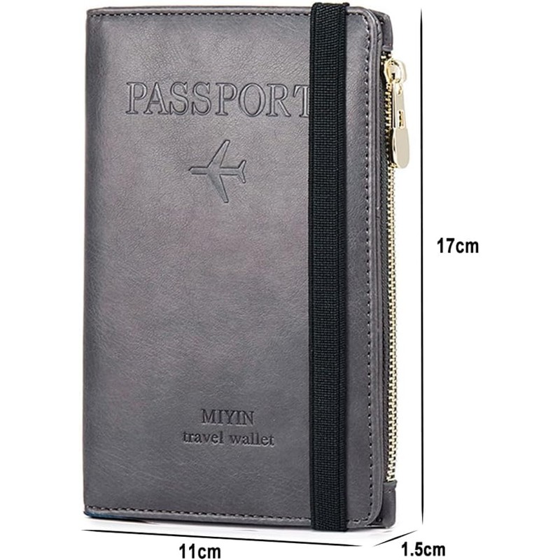 Lumbor37 Porta de Pasaporte, Funda para Pasaporte Con Bloqueo RFID,Cremallera