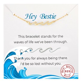zocare Gift for Best Friends Female,Wave Friendship Bracelet for Women,Bestie Gifts for Women,925 Sterling Silver Bracelet Gifts for Friends Birthday Gift Graduation Gift Gold Color with Crystal