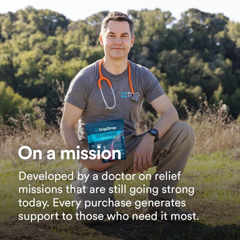 ORS DripDrop Electrolyte Powder 16 Pack Travel Hydration Drink Mix