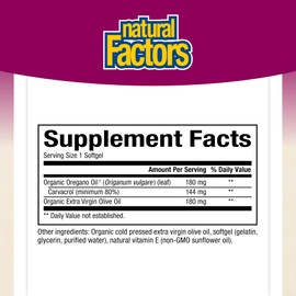 Natural Factors, Oil of Oregano 180 mg, Helps Maintain Good Health with Extra Virgin Olive Oil, 30 softgels (30 servings)