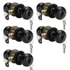 Haidms 5 Pack Matte Black Door Knobs with Lock and