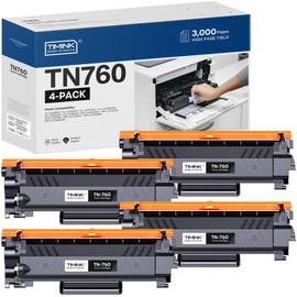 Timink TN760 Toner Cartridges 4 Pack Replacement for MFC-L2710DW, Black