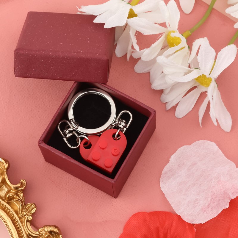 AIEX Heart Keychain Set, 2pcs Matching Heart Decorations Red Heart