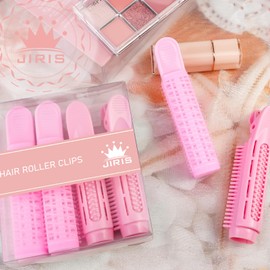 JIRIS 4PCS Volumizing Hair Clips for Root Lift & Volume - Instant Bangs Roller Clips for Effortless Curls & Lift - Velcro Rollers For Hair - Hair Rollers For Women - Pink
