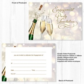 Olivia Samuel 20 x Engagement Party Invitations from Gold Champagne - Ready to Write with Envelopes