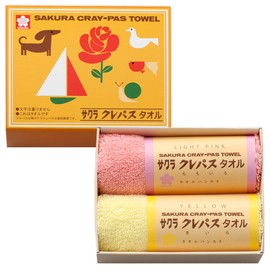 Stylem Takisada-Osaka CR23100 Sakura Crepas Towel Handkerchief, Gift, Set of 2, Boxed, Individual Packaging, 9.8 x 9.8 inches (25 x 25 cm), 100% Cotton, Girls, Nursery School, Kindergarten