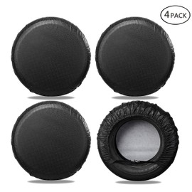 MOONET Tire Covers for RV Wheel (4 Pack Black), Oxford Waterproof UV Sun Protectors for Motorhome Boat Trailer Camper Van SUV,D81cm x H28cm for Diameter 30"-32"