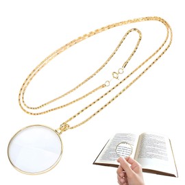 Magnifying Glass Necklace,Monocle Eyeglass,Monocle On Chain,Magnifying Glass Necklace Pendant,Vintage Magnifying Glass Necklace with Optical Glass Lens for Reading Craft Needlework Jewelry(Gold)