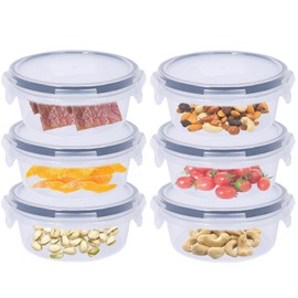 6 Pack 700ml Round Airtight Food Containers with Lids, Plastic Reusable Snack Pots with Clip Lock, Leak-proof Small Storage Container Set Stackable forfor Yogurt, Fruit, Meal Prep & Ourdoor (700ML*6)