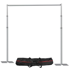 HYJ-INC Pipe and Drap Backdrop Stand Kit ,10x 10ft Heavy Duty Adjustable Frame Backdrop Stand with Flat Base,Carry bag for Event, Birthday Party, displays and Wedding Decoration
