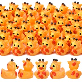 GGSTDDUP 50 Pcs Giraffe Ducks, Mini Giraffe Resin Ducks Bulk, Cute Miniature Duck Figurine for Birthday Party Favors, Swimming Pool, Pond, Car Party Decorations