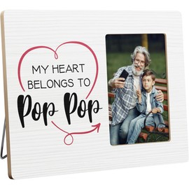 YYLYMX Pop Pop Gifts for Grandpa from Grandson Granddaughter, Grandfather Picture Frame, My Heart Belongs to Pop Pop, 4x6 Inch Photo