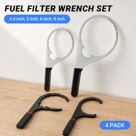 HurOutd 4Pcs Fuel Filter Wrench Set, 4.6'', 5'', 6'', 8'' Filter Wrench Compatible with Various Filter Sizes, Ideal as Duramax Fuel Filter Wrench & Davco Filter Wrench for Diesel Mechanic Repairs