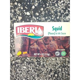 Iberia Spanish Calamari Jumbo & Squid  Wild Caught  4 oz Cans Each Exp 12/2025 - Squid (Pieces) In Ink Sauce