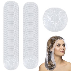 50Pcs Lengthen Disposable Shower Caps Waterproof Plastic Hair Caps Clear Extra Large Shower Cap for Hair Care, Spa Salons, Travel