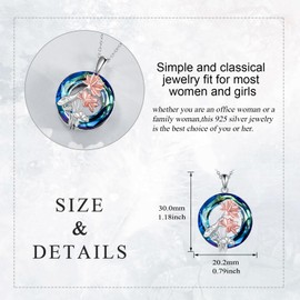 VONALA Daffodil/Lotus/Sunflower Necklace Birth Flower Pendant Necklace Circle Crystal 925 Sterling Silver Jewelry Gifts For Women, Sterling Silver, artificial crystal