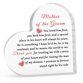 Wedding Thank You Gift for Mum Acrylic Heart-Shaped Plaque Appreciation Presents for Groom Mom Mother in Law Gifts from Daughter in Law Bonus Mom Stepmother Acrylic Heart Plaque