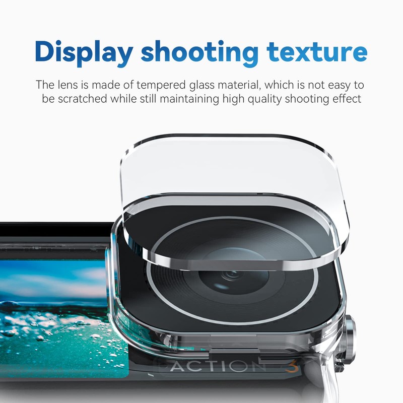TELESIN Waterproof Case for DJI Action 3 Camera, Underwater Housing