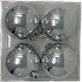 Escanver Kit 4x Esferas Navideñas Plateadas Adorno Arbol Navidad 7cm