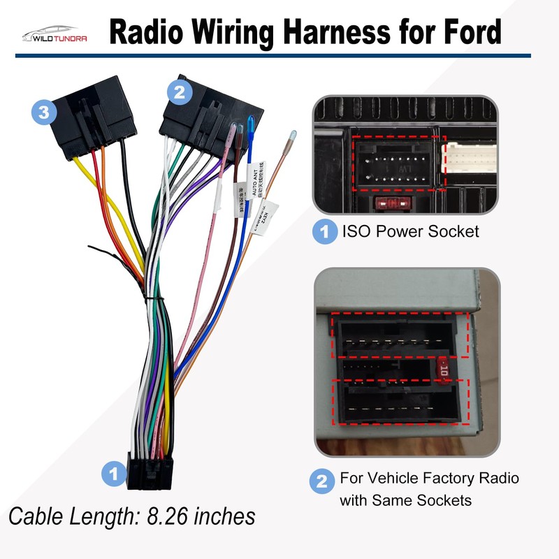 16Pin ISO Aftermarket Radio Harness Adapter for Ford 1986-2004 Mercury