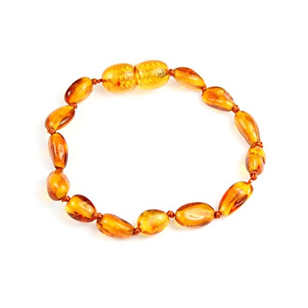 SilverAmber New Baltic Amber Anklet Bracelet Cognac - Handmade 100%