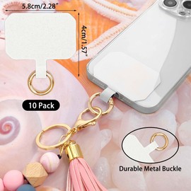 cioatu 10-20 Pcs Universal Phone Lanyard Tether Tab Phone Tether Patches for Secure Cell Phone Strap Attachment Part for Cell Phone (10PCS White with Spring Ring)