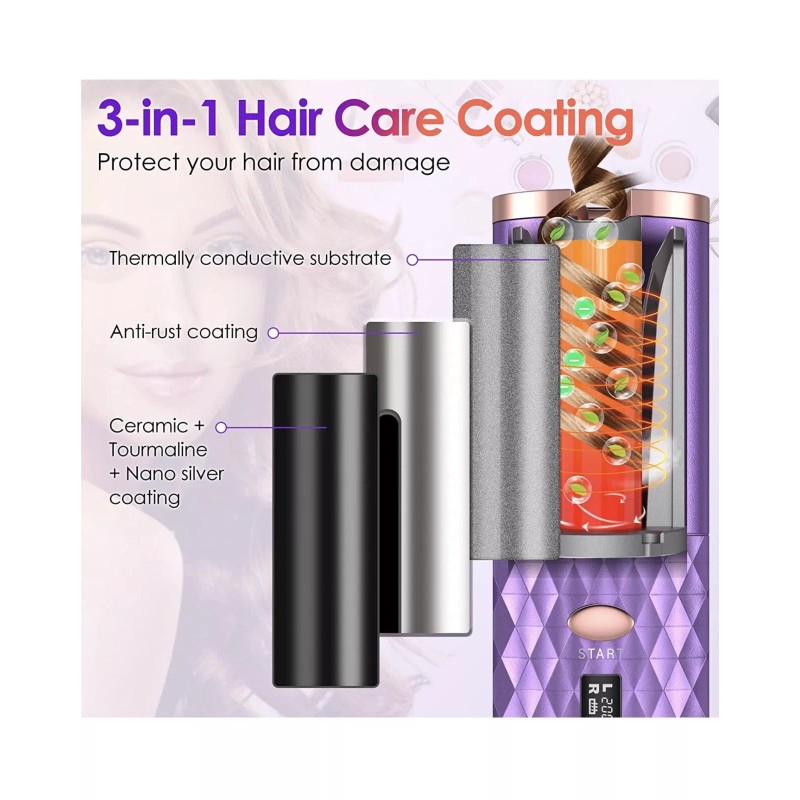 Conair Automatic Curling Iron, Cordless Auto Hair Curler, 6 Temp
