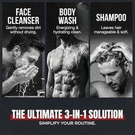 Dead Sea Collection Gel de Ducha Corporal 3 en 1 para Hombres – Gel de Ducha Corporal de Sándalo para Hombres – Gel de Ducha – Champú – Jabón de Ducha