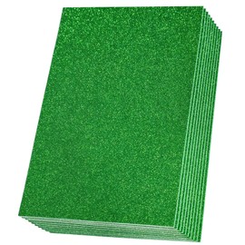 SALEMAR Green Glitter EVA Foam Sheets, Self-Adhesive Sparkle Craft Foam Sheet for DIY Projects, Decorations, St. Patrick's Day Crafts, 10 Packs (Green)