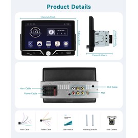 Single Din Car Stereo with Wired Carplay Android Auto, Sellrich 7 inch Touch Screen Bluetooth Single Din Car Radio with Mirror Link FM Radio USB/AUX/Type-C Ports+Backup Camera