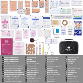 GEVOKE 410 Piece Waterproof Hard Shell First Aid Kit for Home, Car, Travel, Camping, Truck, Hiking, Sports, Office, Vehicle & Outdoor Emergencies - Emergency Medical Kits (Black)