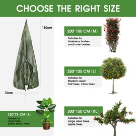 SUPAWAY Winter Protection Plants Winter Plant Protection Reusable Plant Cover Frost Protection Plants with Zip and Drawstring Plant Protection Cover Made of Non-Woven Fabric for Cold, Insects, 300 x