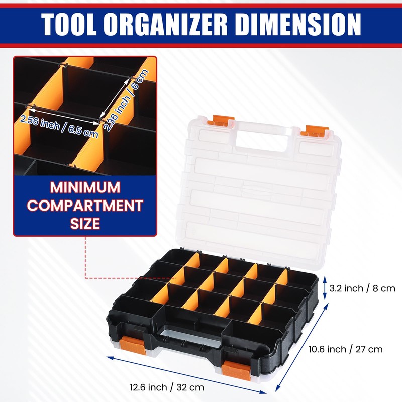 NYXOVA Small Parts Organizer, Hardware Organizer Box, Double Side 34