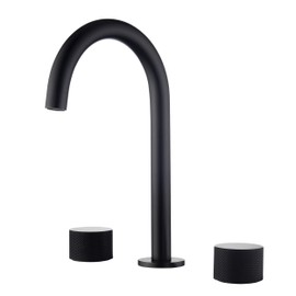 KIBI KBF1026 2-Handle 8-Inch Widespread Bathroom Sink Faucet with Drain Assembly, Solid Brass 3-Hole Lavatory Faucet | Circular X Design in Matte Black | Corrosion-Resistant with Smooth Water Flow