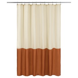 ALYVIA SPRING Waterproof Fabric Bath Liner Shower Curtain - Soft & Light-Weight Cloth Shower Liner, 3 Bottom Magnets, Hotel Quality & Machine Washable - Standard Size 72x72, Cream and Orange