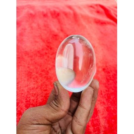 Clear Crystal Quartz Lingam Himalayan Crystal Carved Shiva Lingam Sphatik Lingam Shivling Handmade EMF Protection Detox Crystal Home Decor 60MM