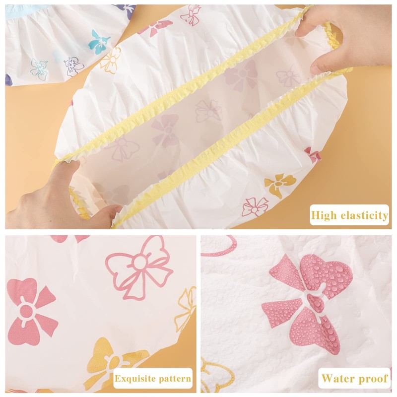 Waterproof Shower Caps, 3 Pcs Plastic Reusable Shower Caps Elastic