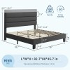 Modern King Bed Frame Headboard, Linen Fabric Upholstered Platform Bed