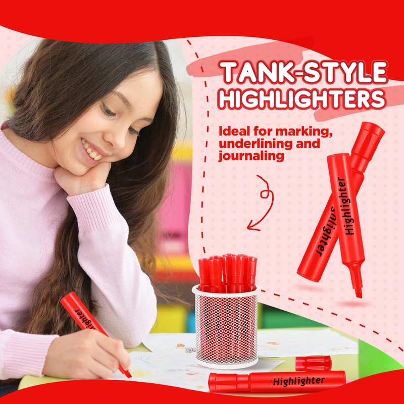 Qilery 30 Pack Highlighters Bulk, Tank Style Chisel Tip Highlighters