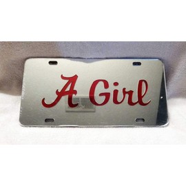 Craftique The University of Alabama Red on Silver A Girl Laser Cut Inlaid Mirror Tag
