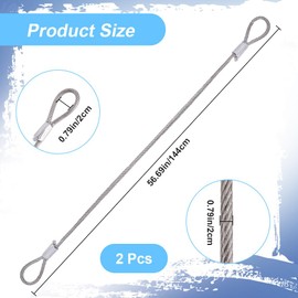 GORGECRAFT 2Pcs 1.4M Security Safety Cable Luggage Lock 4mm Braided Stainless Steel Bike Cable Wire Rope Double Loop Lightweight Security Chains for Outdoor Gate Luggage Lock Padlock