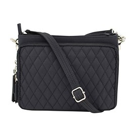 GTM Women's Quilted Microfiber Shoulder Clutch, Black, One Size